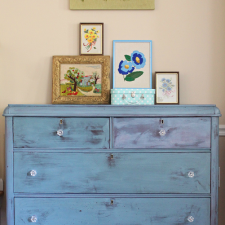 Big Blue Dresser with Glass Knobs