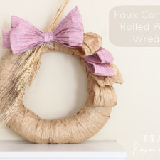 Faux Cornhusk Rolled Paper and Wheat Wreath