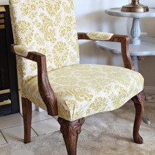 Stripped, Stained, & Upholstered Arm Chair